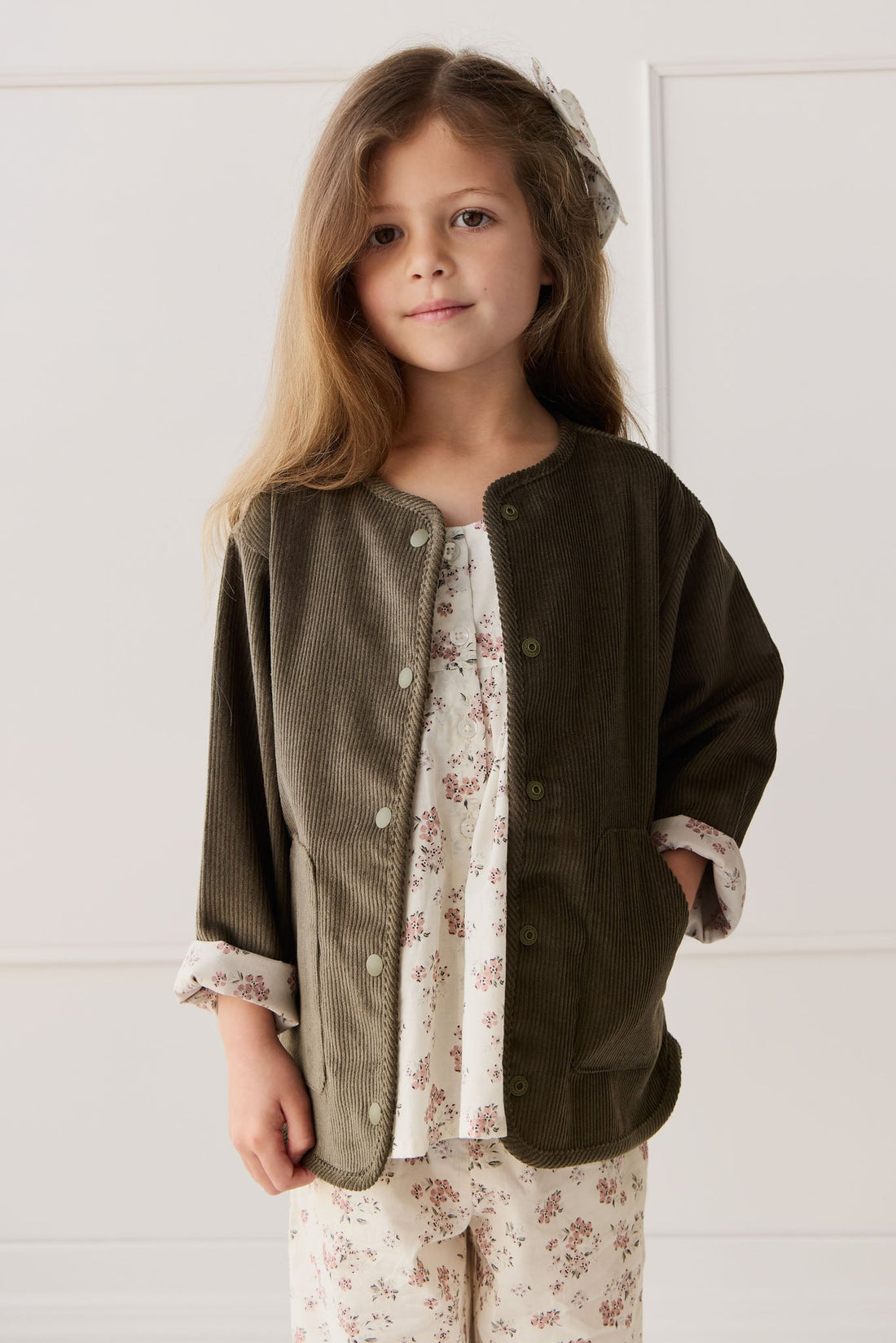 Esther Corduroy Jacket - Khaki/Selena Blush Childrens Jacket from Jamie Kay USA