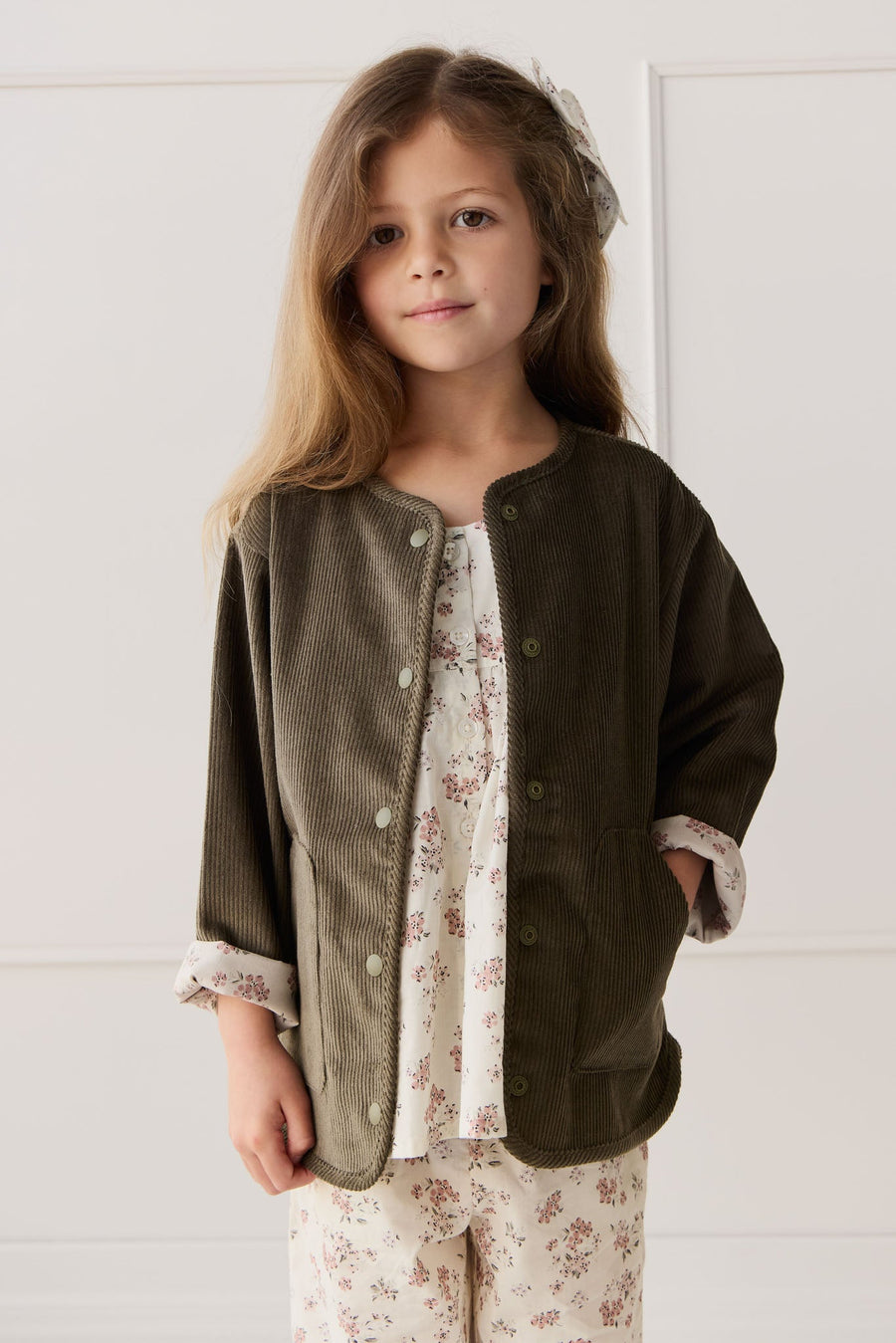 Esther Corduroy Jacket - Khaki/Selena Blush Childrens Jacket from Jamie Kay USA