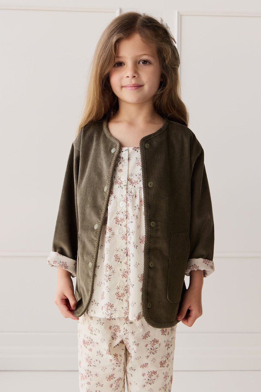 Esther Corduroy Jacket - Khaki/Selena Blush Childrens Jacket from Jamie Kay USA