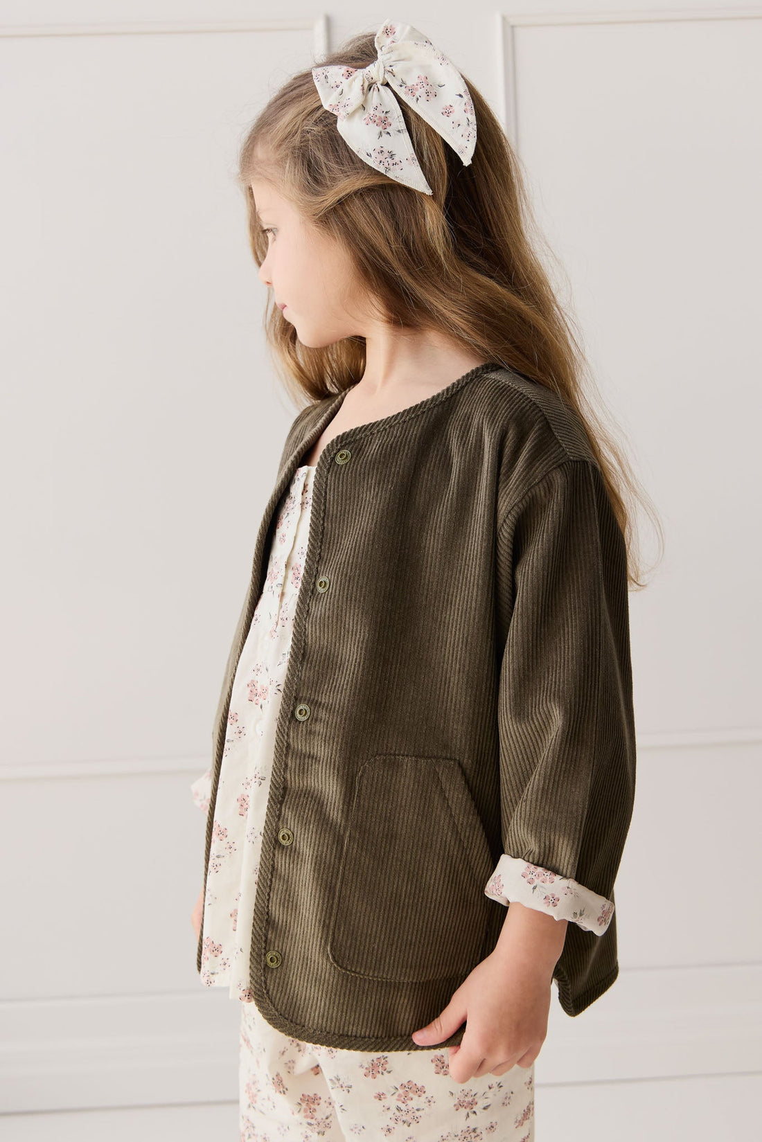 Esther Corduroy Jacket - Khaki/Selena Blush Childrens Jacket from Jamie Kay USA