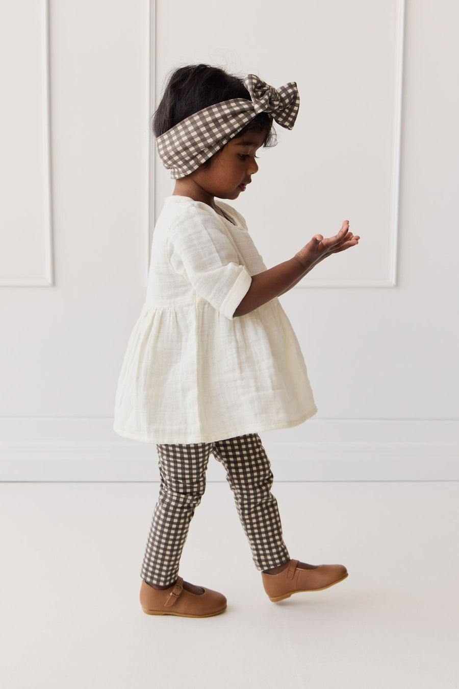 Organic Cotton Everyday Legging - Mini Gingham Bistre Childrens Legging from Jamie Kay USA