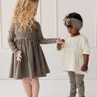 Organic Cotton Everyday Legging - Mini Gingham Bistre Childrens Legging from Jamie Kay USA