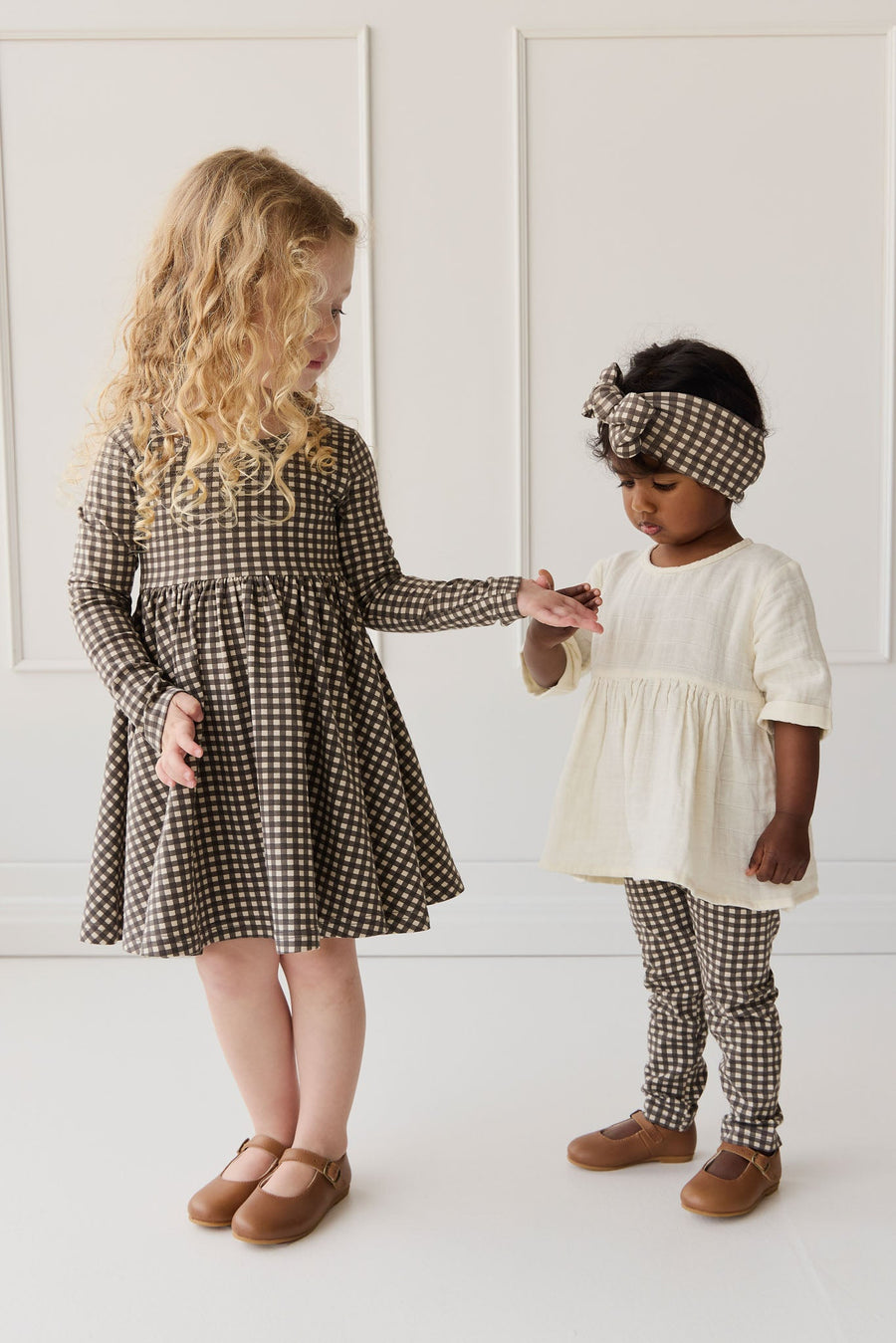 Organic Cotton Everyday Legging - Mini Gingham Bistre Childrens Legging from Jamie Kay USA