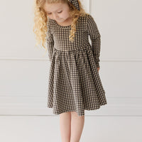 Organic Cotton Tallulah Dress - Mini Gingham Bistre Childrens Dress from Jamie Kay USA