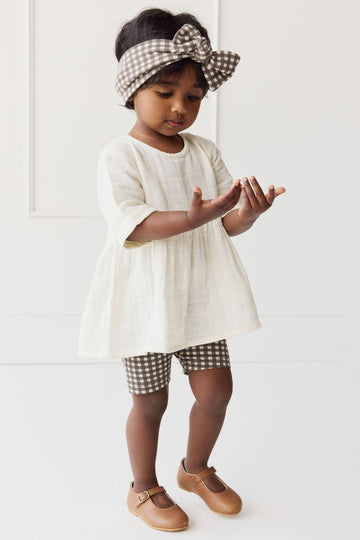 Organic Cotton Everyday Bike Short - Mini Gingham Bistre Childrens Short from Jamie Kay USA