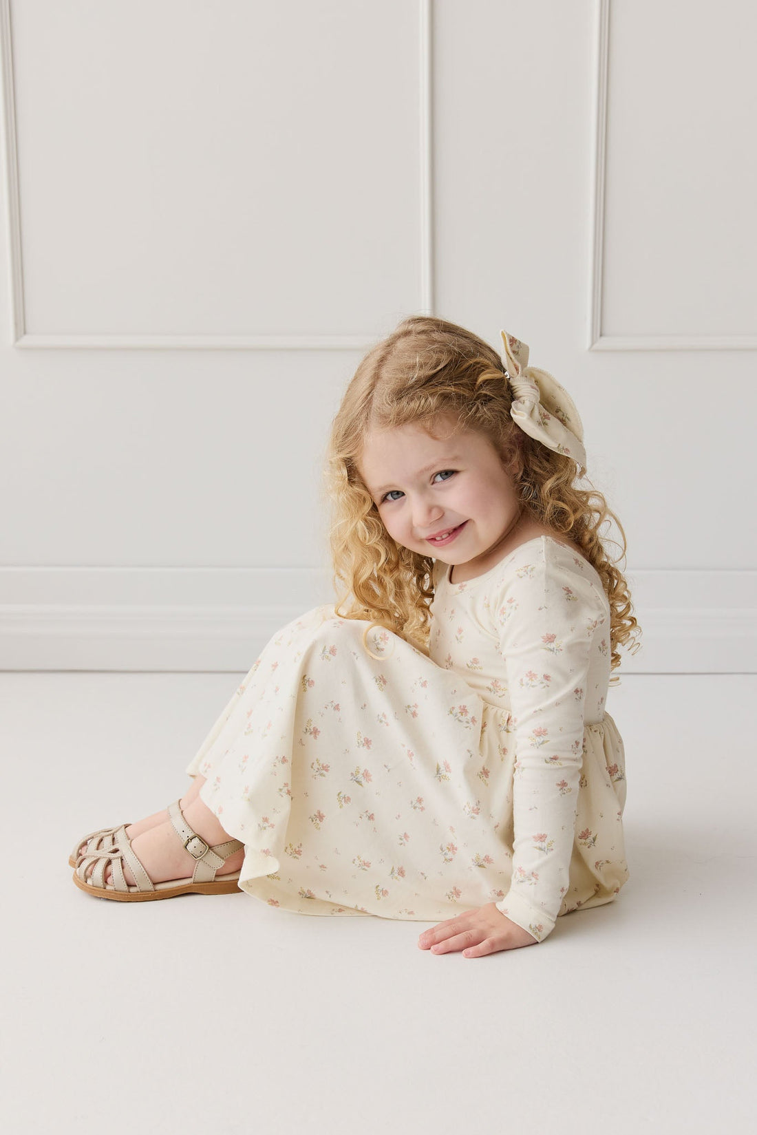 Organic Cotton Tallulah Dress - Emilia Egret Childrens Dress from Jamie Kay USA