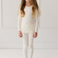 Bamboo Ari Long Sleeve Pyjama Set - Cherry Love Parchment Childrens Pyjama from Jamie Kay USA