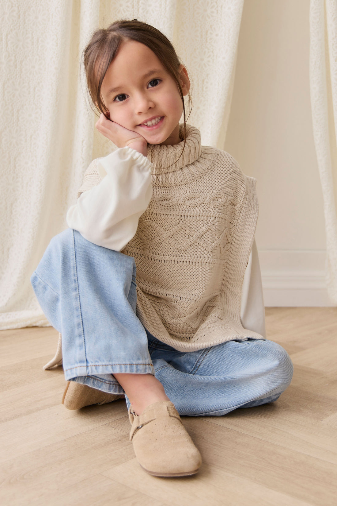 Bianca Poncho - Vanilla Childrens Jumper from Jamie Kay USA