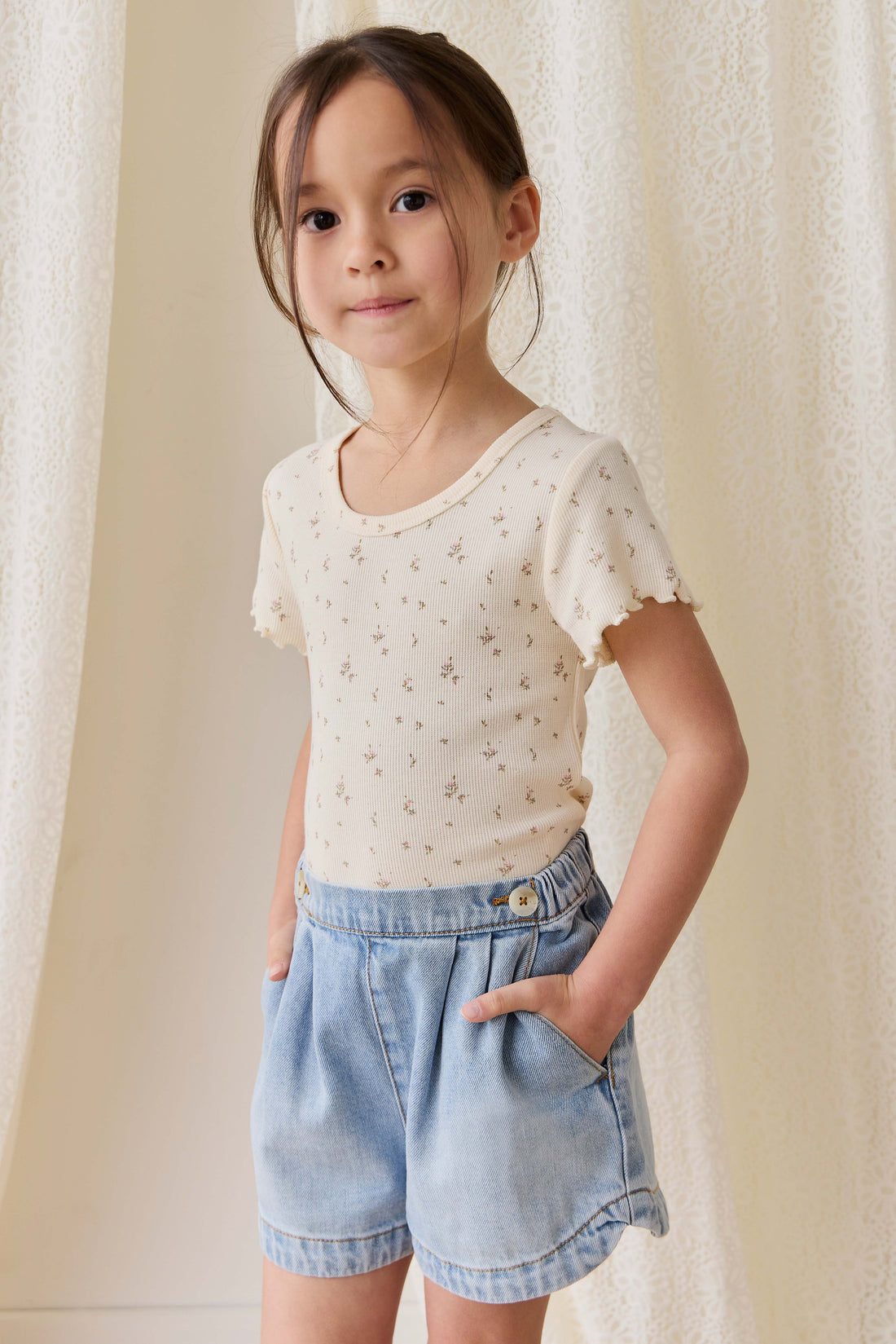 Jardine Short - Antique Denim Childrens Shorts from Jamie Kay USA