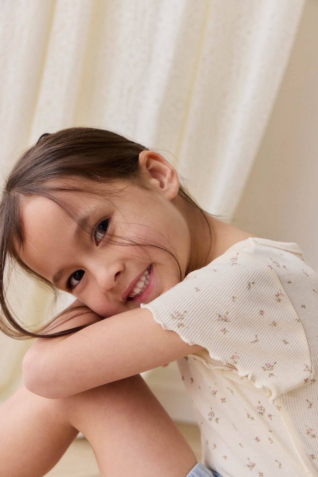 Organic Cotton Fine Rib Ines Top - Dina Antique Childrens Top from Jamie Kay USA