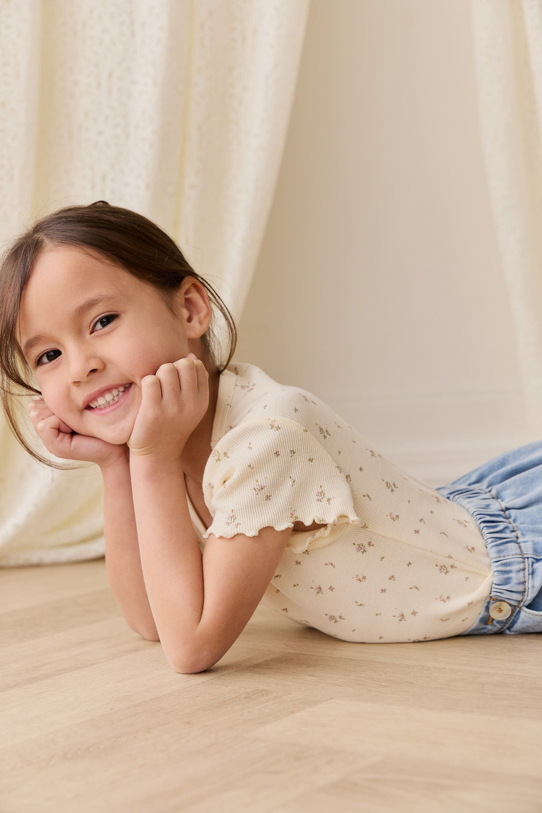 Organic Cotton Fine Rib Ines Top - Dina Antique Childrens Top from Jamie Kay USA