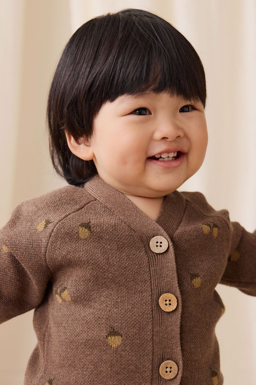 Easton Cardigan - Forest Acorns Toasted Marle Childrens Cardigan from Jamie Kay USA