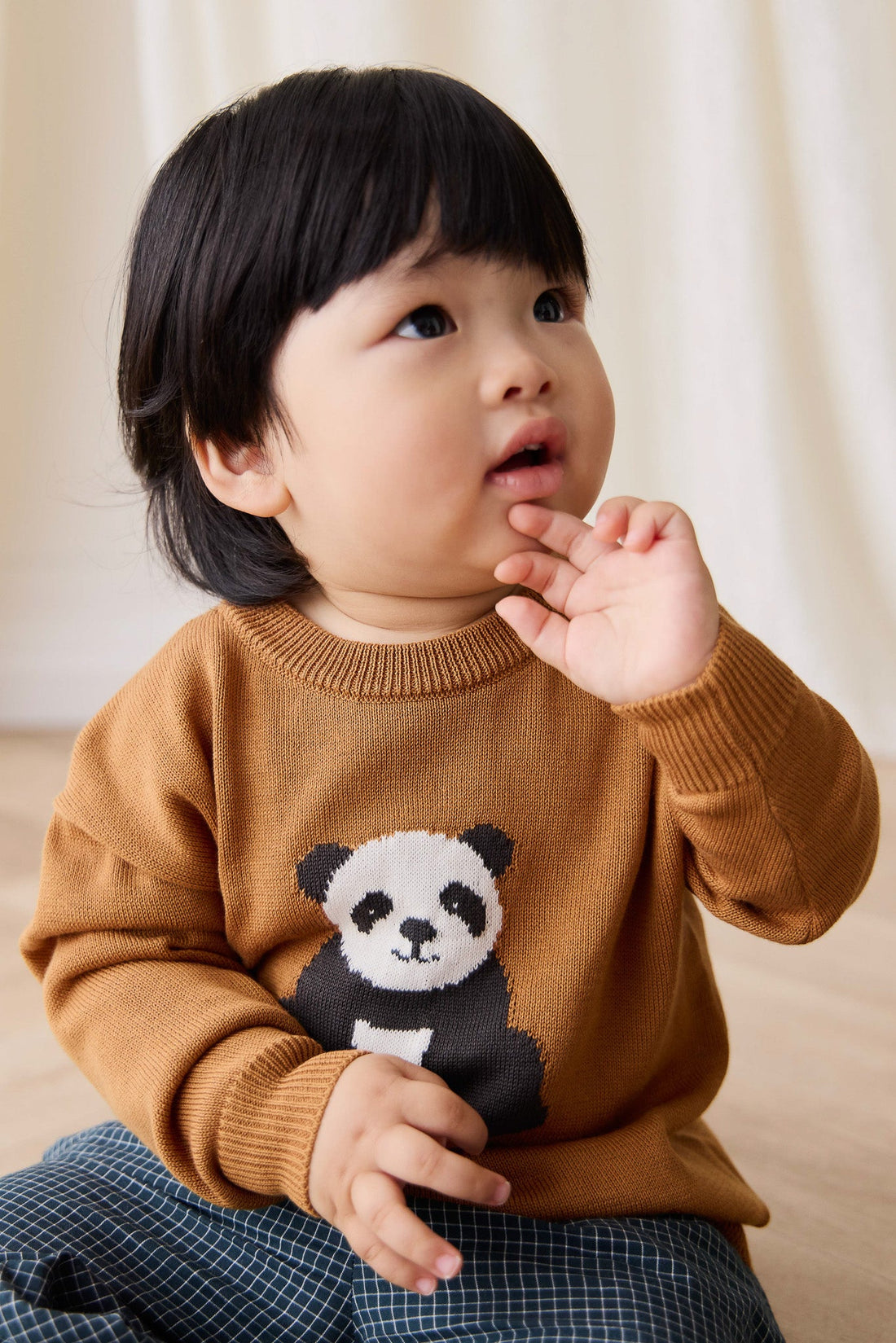 Panda Knit Jumper - Suede Childrens Jumper from Jamie Kay USA