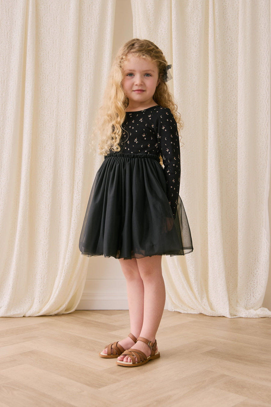 Anna Tulle Dress - Dina Ebony Childrens Dress from Jamie Kay USA
