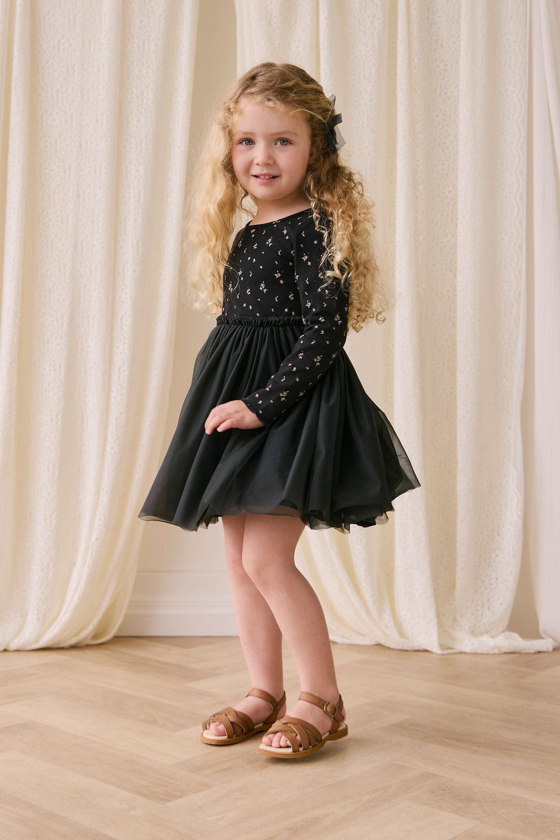 Anna Tulle Dress - Dina Ebony Childrens Dress from Jamie Kay USA