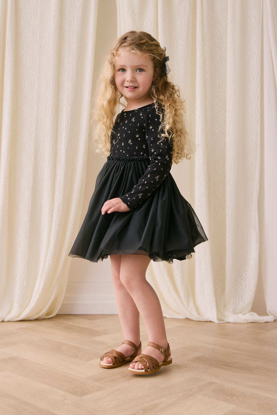 Anna Tulle Dress - Dina Ebony Childrens Dress from Jamie Kay USA
