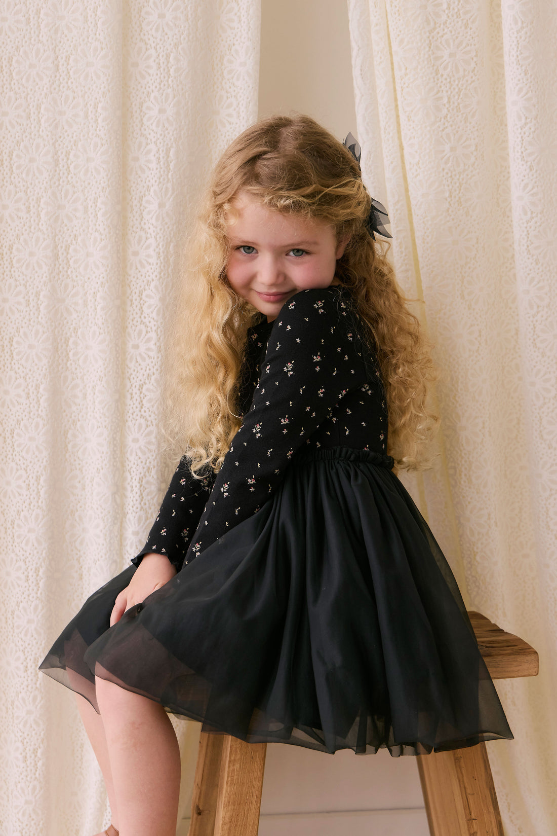 Anna Tulle Dress - Dina Ebony Childrens Dress from Jamie Kay USA
