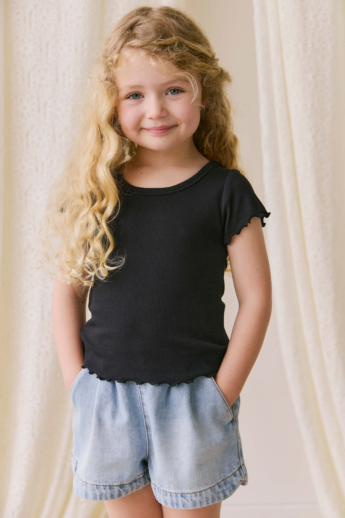 Jardine Short - Antique Denim Childrens Shorts from Jamie Kay USA