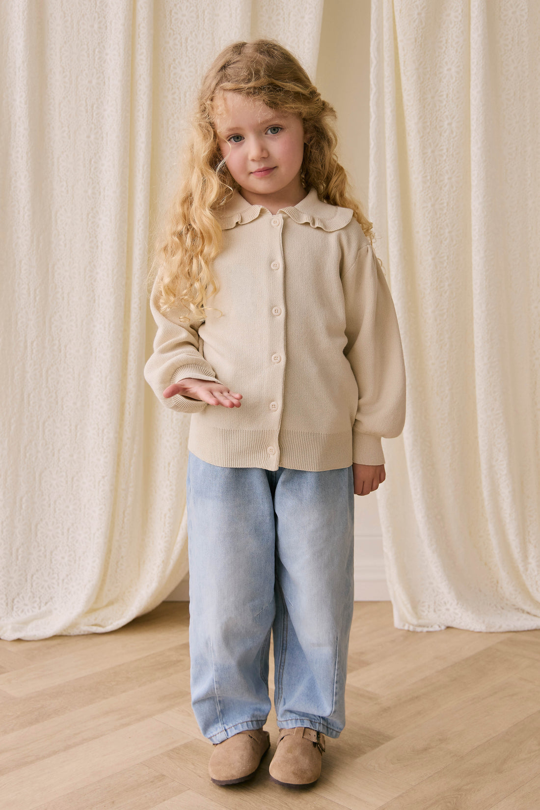 Bonnie Cardigan - Vanilla Childrens Cardigan from Jamie Kay USA
