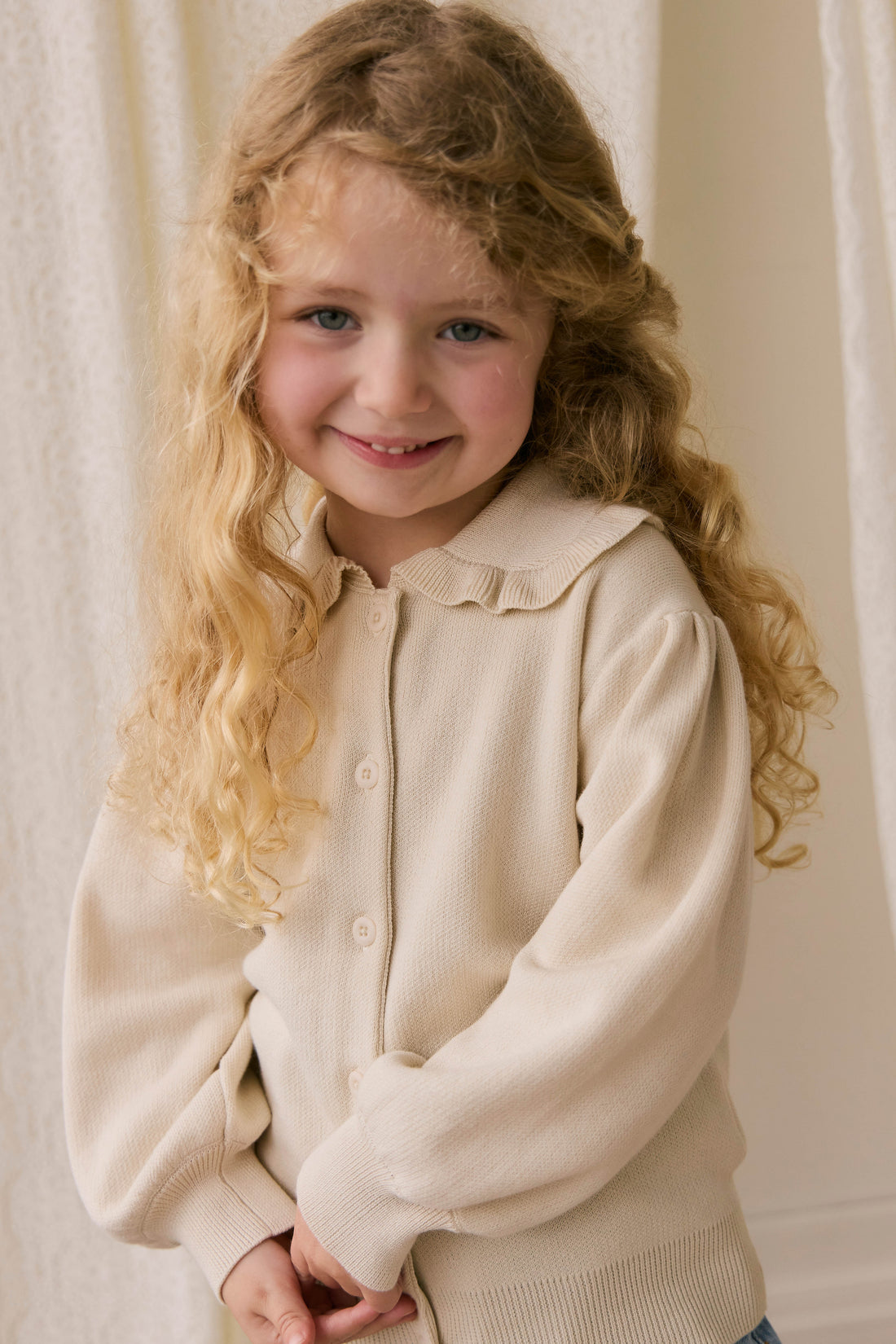 Bonnie Cardigan - Vanilla Childrens Cardigan from Jamie Kay USA