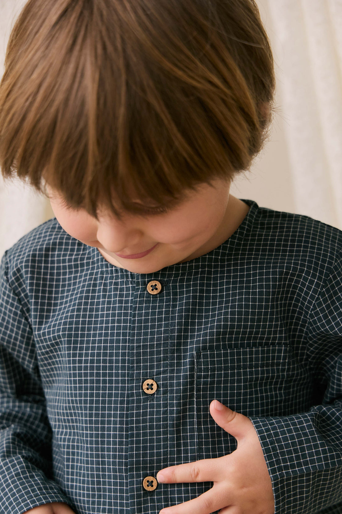 Organic Cotton Albie Top - Forest Grid Childrens Top from Jamie Kay USA