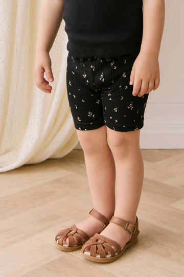 Organic Cotton Modal Elisa Bike Short - Dina Ebony Childrens Shorts from Jamie Kay USA