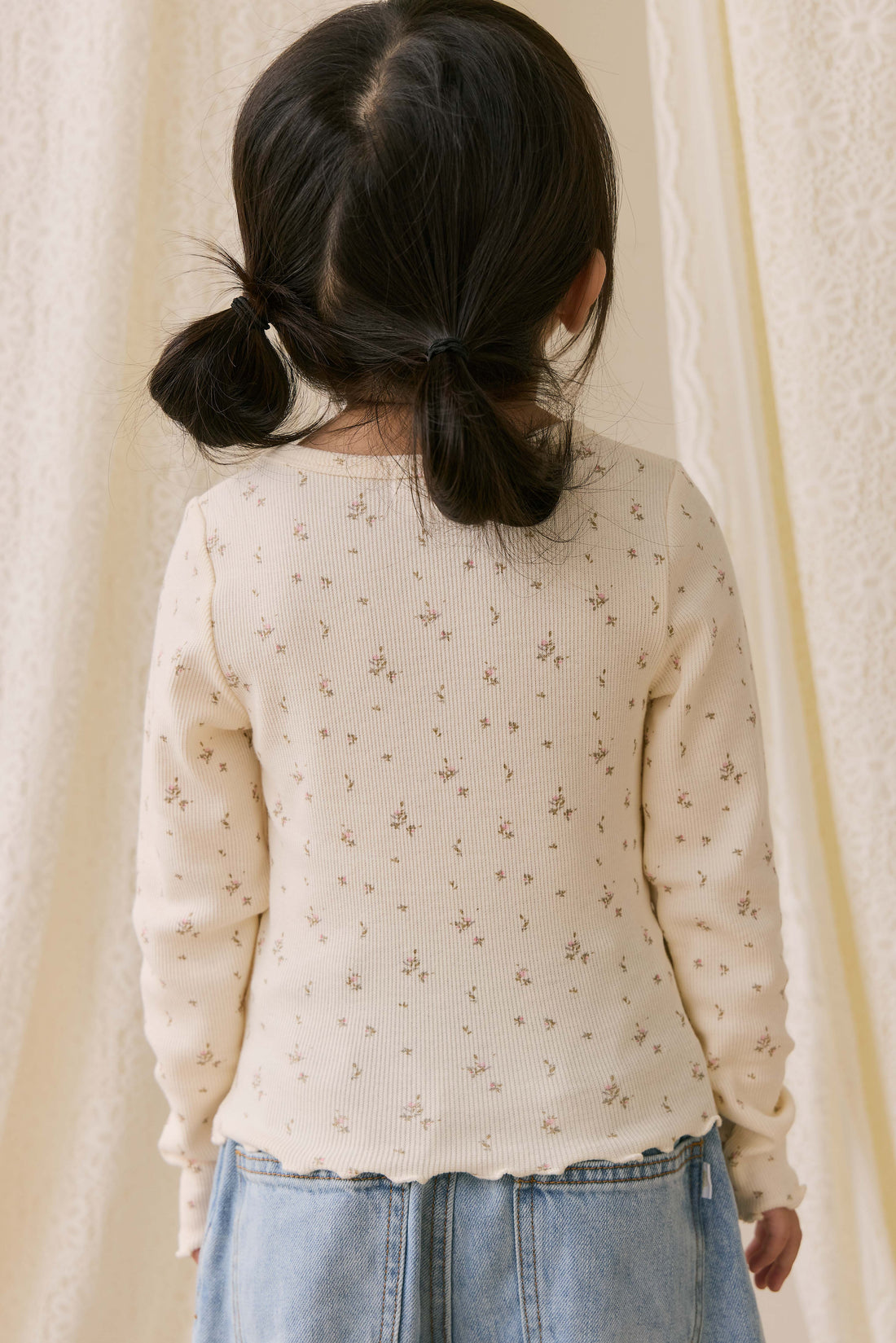Organic Cotton Fine Rib Agathe Top - Dina Antique Childrens Top from Jamie Kay USA