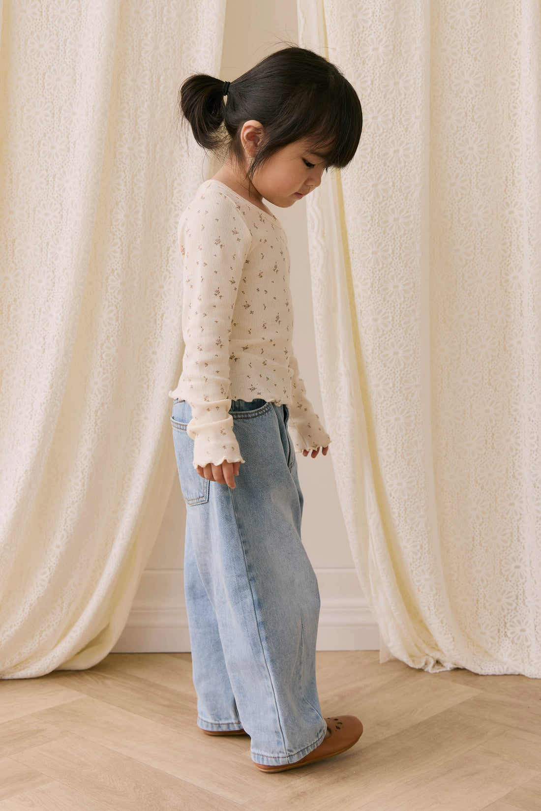 Organic Cotton Fine Rib Agathe Top - Dina Antique Childrens Top from Jamie Kay USA