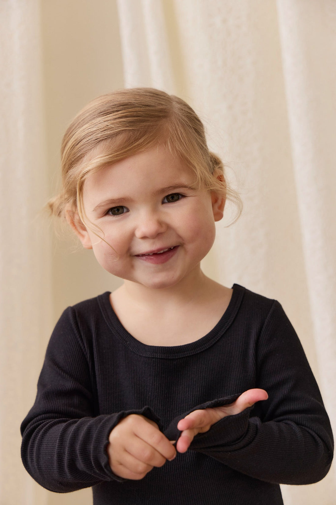 Organic Cotton Fine Rib Agathe Top - Ebony Childrens Top from Jamie Kay USA