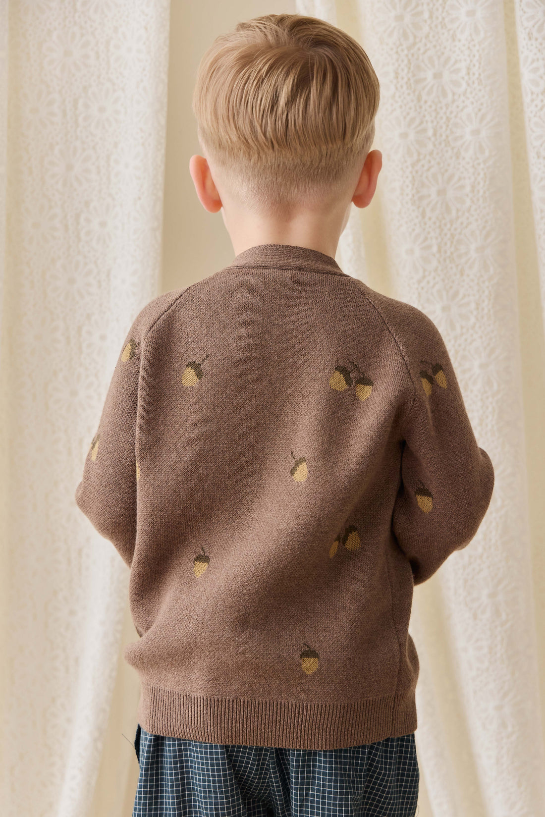 Easton Cardigan - Forest Acorns Toasted Marle Childrens Cardigan from Jamie Kay USA