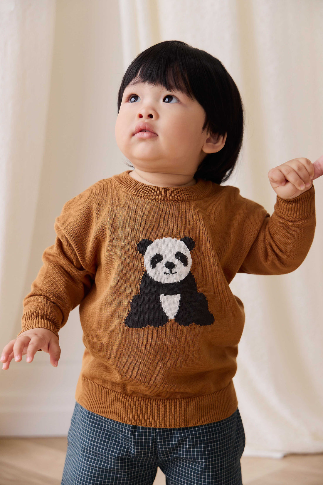 Panda Knit Jumper - Suede Childrens Jumper from Jamie Kay USA