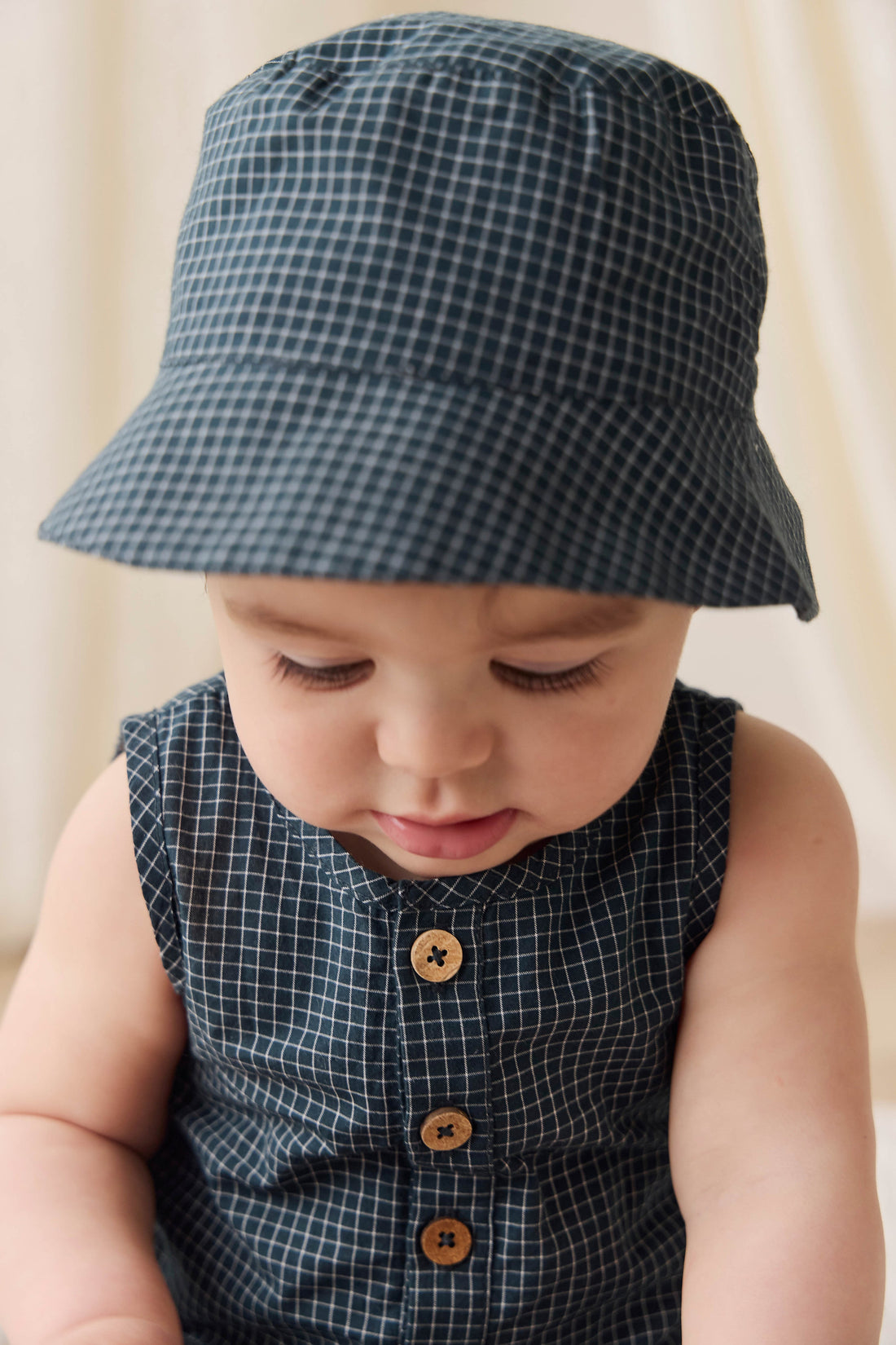 Organic Cotton Bucket Hat - Forest Grid Childrens Hat from Jamie Kay USA