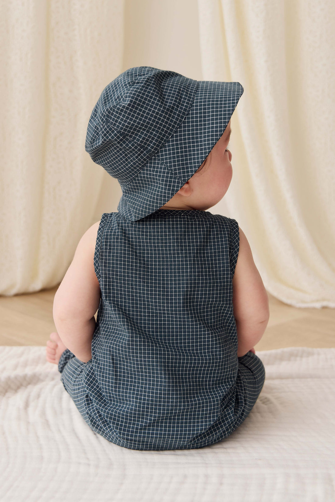 Organic Cotton Bucket Hat - Forest Grid Childrens Hat from Jamie Kay USA