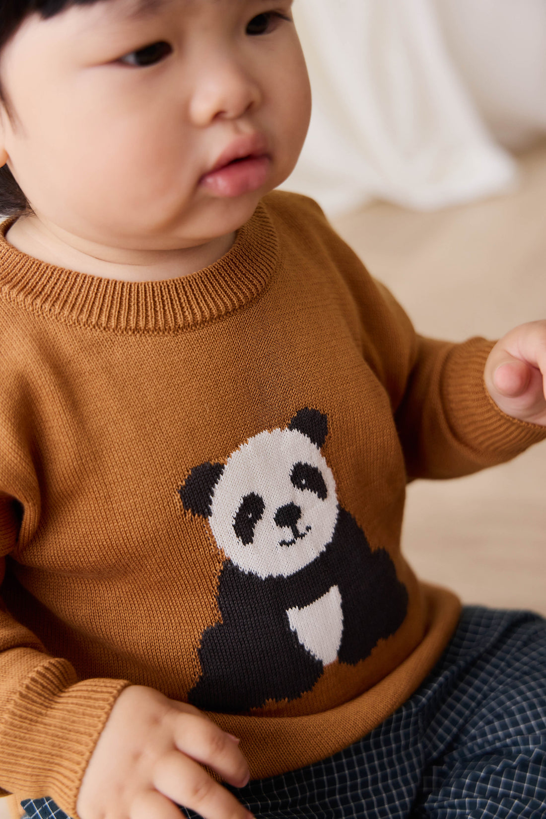 Panda Knit Jumper - Suede Childrens Jumper from Jamie Kay USA