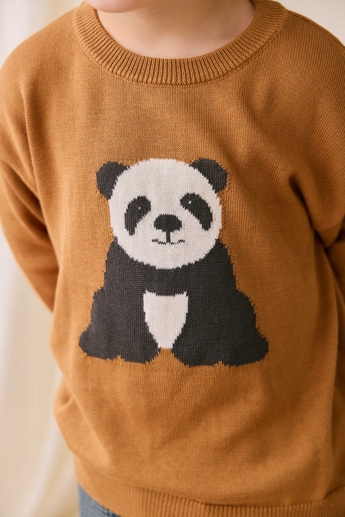 Panda Knit Jumper - Suede Childrens Jumper from Jamie Kay USA