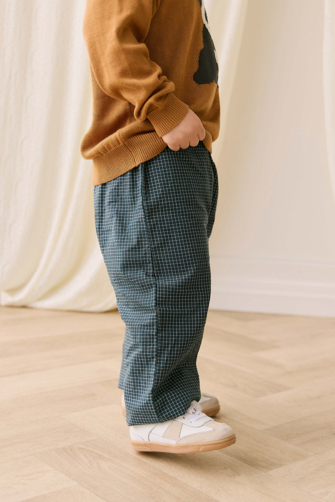 Organic Cotton Kingston Pant - Forest Grid Childrens Pant from Jamie Kay USA