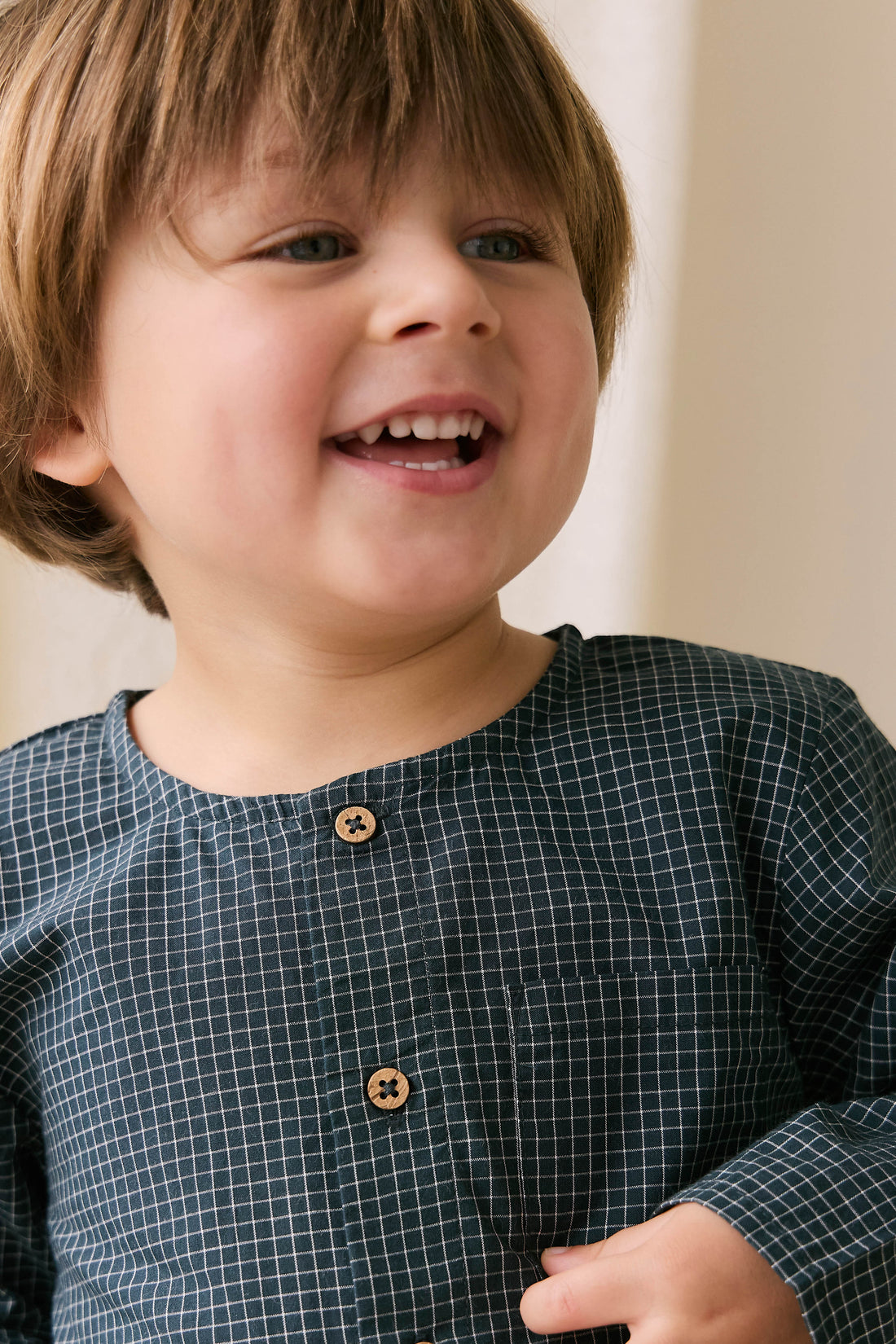Organic Cotton Albie Top - Forest Grid Childrens Top from Jamie Kay USA