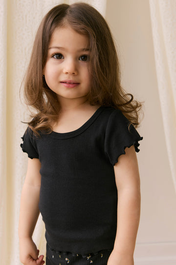 Organic Cotton Fine Rib Ines Top - Ebony Childrens Top from Jamie Kay USA