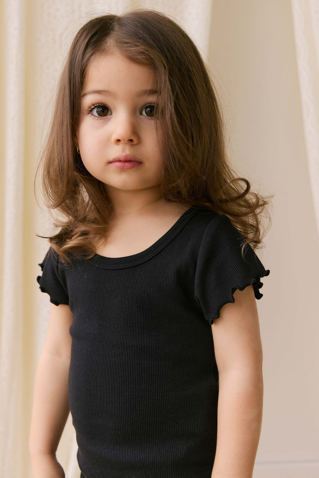 Organic Cotton Fine Rib Ines Top - Ebony Childrens Top from Jamie Kay USA