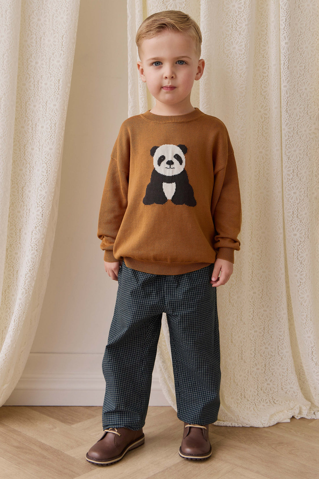 Panda Knit Jumper - Suede Childrens Jumper from Jamie Kay USA