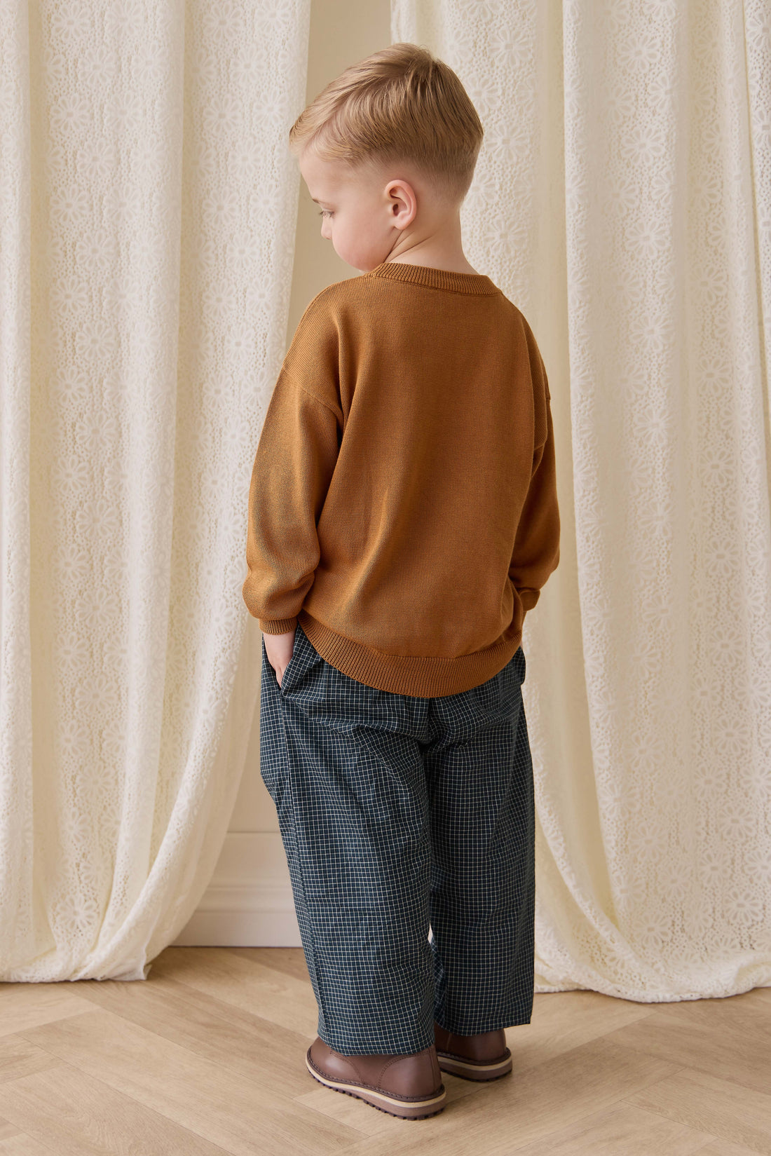 Organic Cotton Kingston Pant - Forest Grid Childrens Pant from Jamie Kay USA