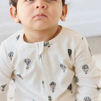 Organic Cotton Reese Zip Onepiece - Montgolfiere Cloud Childrens Onepiece from Jamie Kay USA