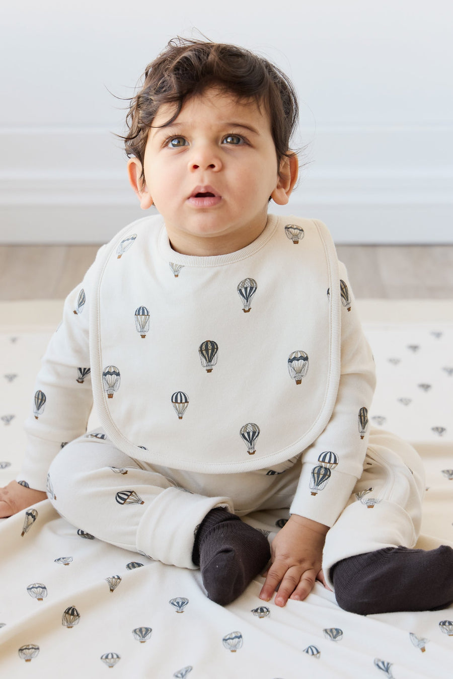 Organic Cotton Reese Zip Onepiece - Montgolfiere Cloud Childrens Onepiece from Jamie Kay USA