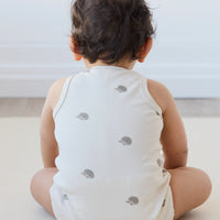 Pima Cotton Noah Playsuit - Henry Hedgehog Birch Childrens Playsuit from Jamie Kay USA