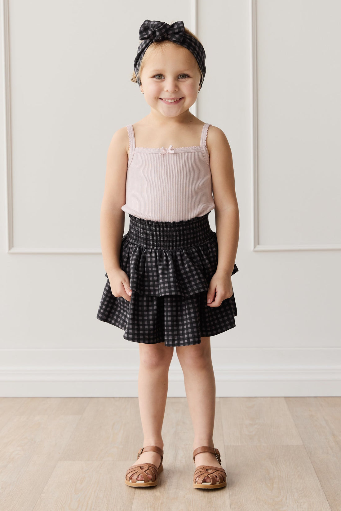 Organic Cotton Ruby Skirt - Gingham Night Childrens Skirt from Jamie Kay USA