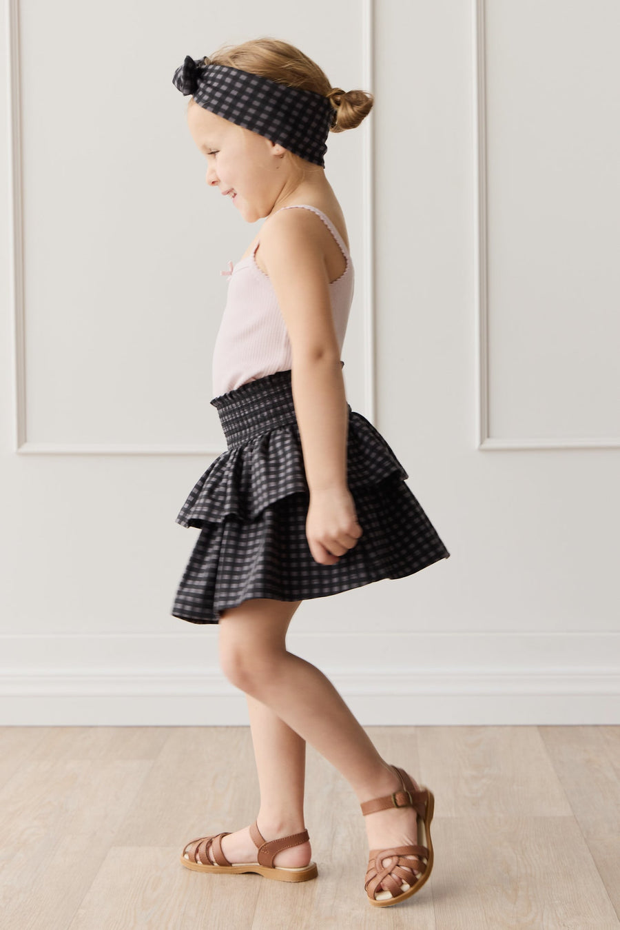 Organic Cotton Ruby Skirt - Gingham Night Childrens Skirt from Jamie Kay USA