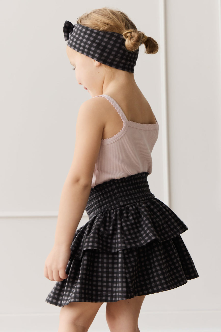 Organic Cotton Ruby Skirt - Gingham Night Childrens Skirt from Jamie Kay USA