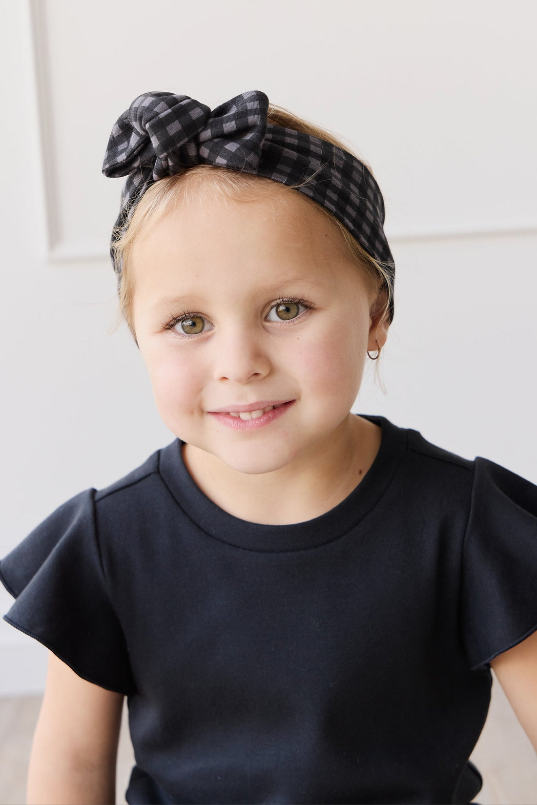 Organic Cotton Headband - Gingham Night Childrens Headband from Jamie Kay USA