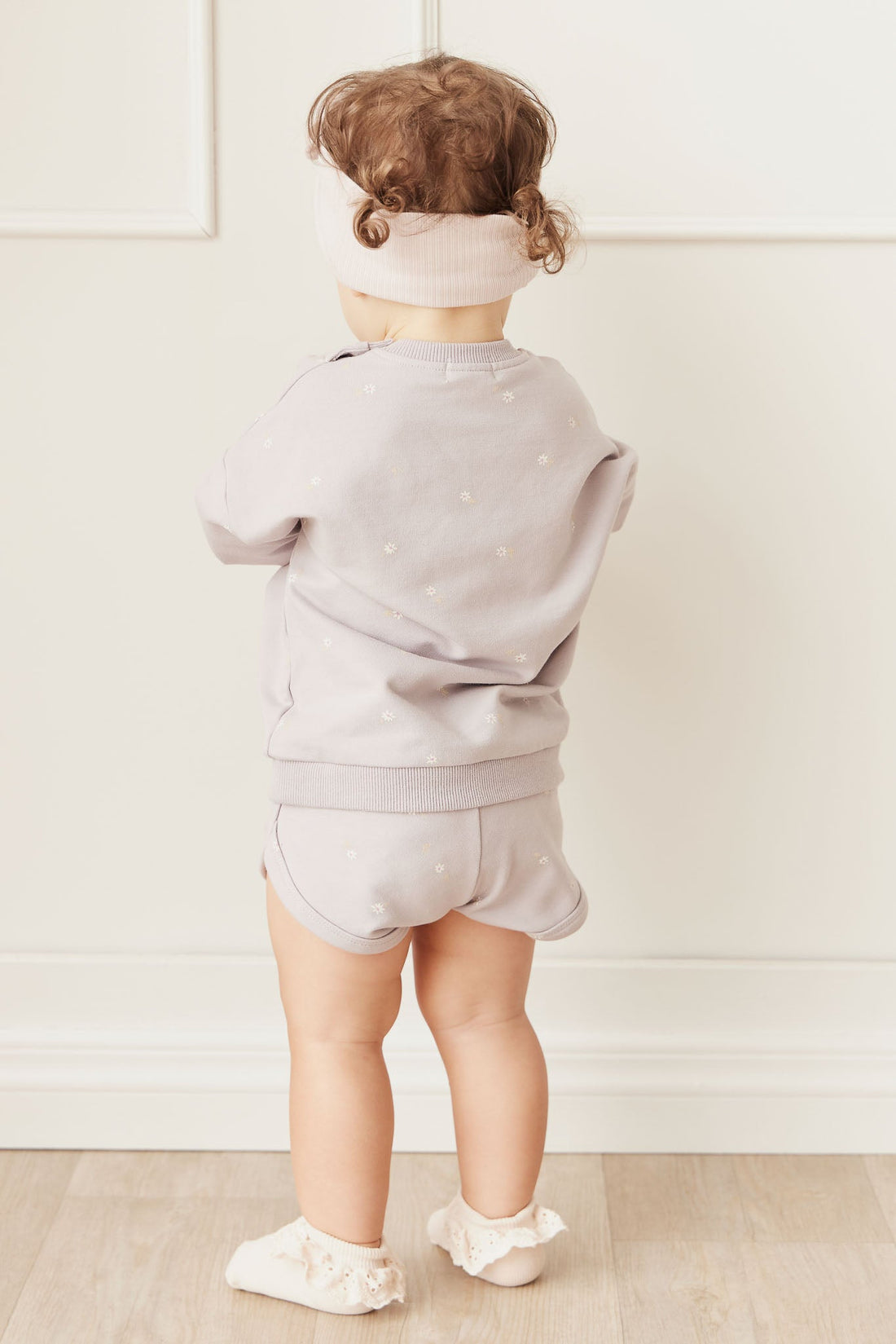 Organic Cotton Ivy Shortie - Annie Ditzy Violet Ice Childrens Short from Jamie Kay USA