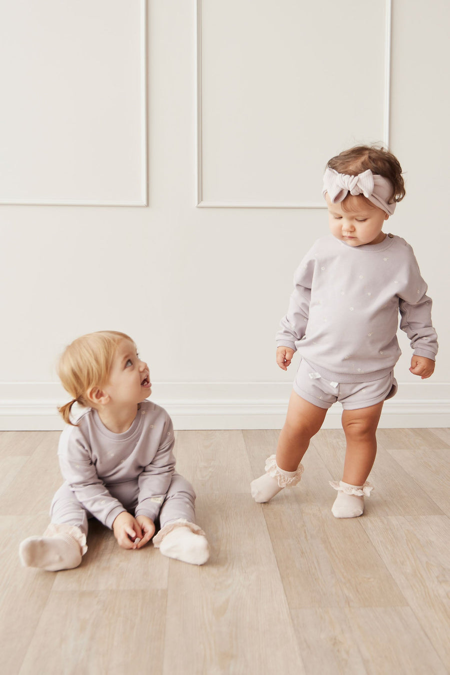 Organic Cotton Bobbie Sweatshirt - Annie Ditzy Violet Ice Childrens Top from Jamie Kay USA